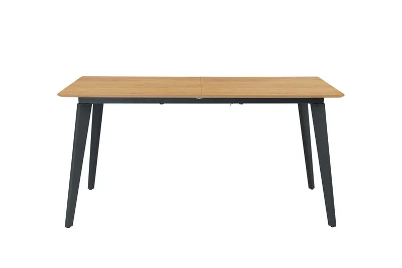 Esstisch OKLAHOMA / mit Auszug / Tischplatte Eichen-Optik / mit Schweizer Kante / Gestell Metall schwarz / HPL-Beschichtung / Küchentisch / 160-200 x 90, H 76 cm