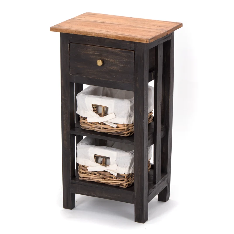 TELEFONTISCH "RATTAN 70" | 70x38x28cm (HxBxT), Mahagoni | Farbe: 04 schwarz-natur