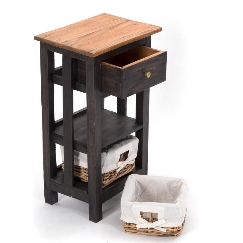 TELEFONTISCH "RATTAN 70" | 70x38x28cm (HxBxT), Mahagoni | Farbe: 04 schwarz-natur