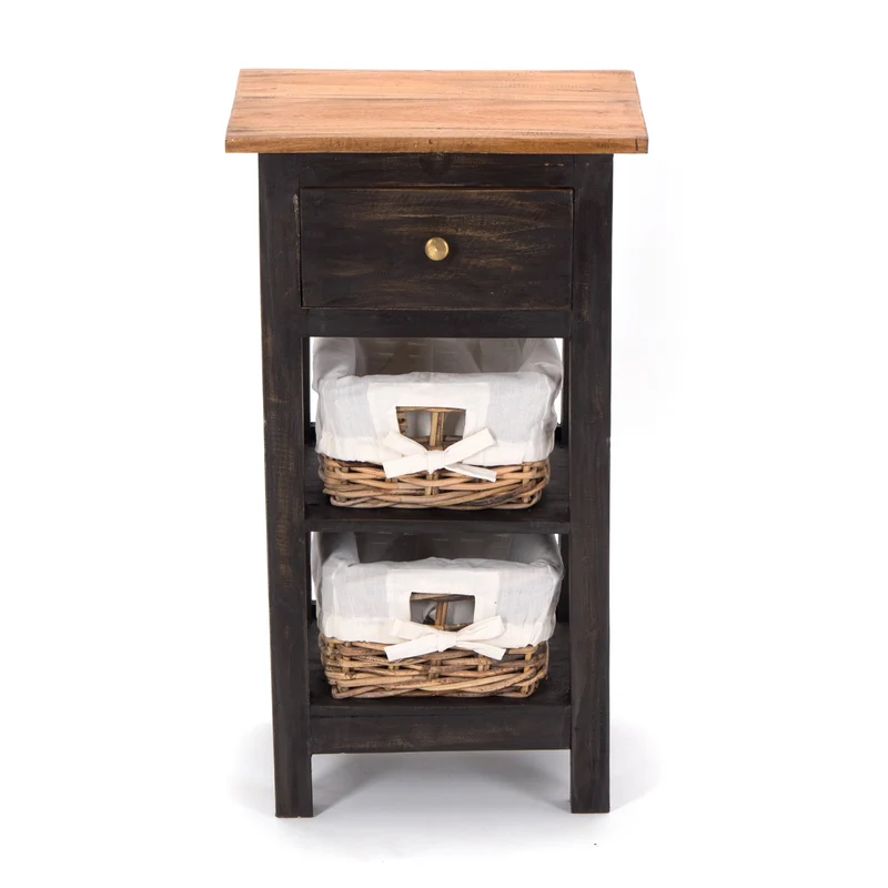TELEFONTISCH "RATTAN 70" | 70x38x28cm (HxBxT), Mahagoni | Farbe: 04 schwarz-natur