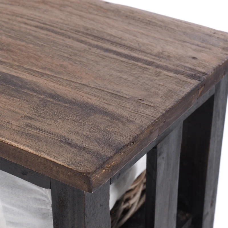BADSCHRÄNKCHEN "FLAIR" 2 Rattankörbe | 50x38x29cm (HxBxT) | Kommode | Farbe: 04 schwarz-natur