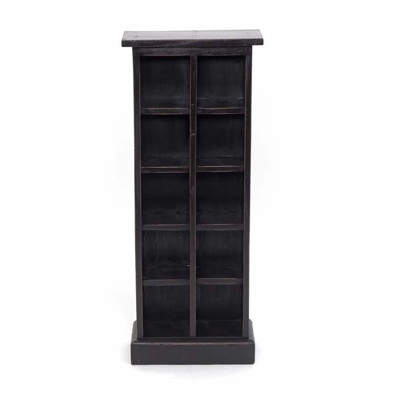RUSTIKALES CD & BÜCHERREGAL NATURE | 94x36cm(HxB) Holzregal 10 Fächer | Farbe: 09 voodoo - schwarz