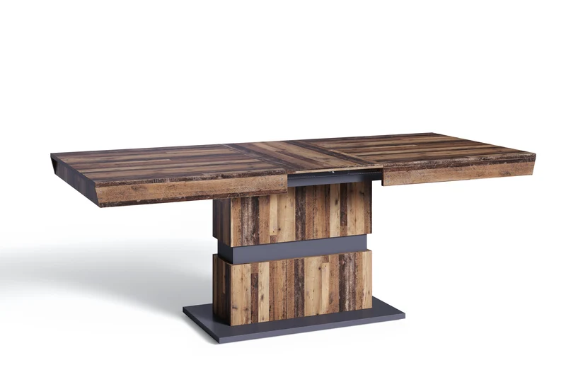 Esszimmertisch MATTHEW / Küchen-Tisch 140 cm mit Auszugsfunktion auf 195 cm / Auszugstisch Light Atelier oder Old Wood / Esstisch ausziehbar mit Einlegeplatte / 140-195 x 90, H 75 cm