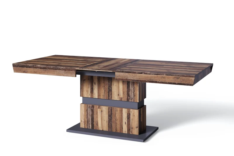 Esszimmertisch MATTHEW / Küchen-Tisch 140 cm mit Auszugsfunktion auf 195 cm / Auszugstisch Light Atelier oder Old Wood / Esstisch ausziehbar mit Einlegeplatte / 140-195 x 90, H 75 cm