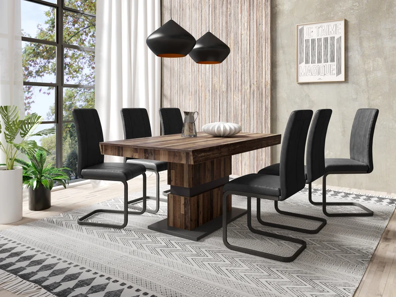Esszimmertisch MATTHEW / Küchen-Tisch 140 cm mit Auszugsfunktion auf 195 cm / Auszugstisch Light Atelier oder Old Wood / Esstisch ausziehbar mit Einlegeplatte / 140-195 x 90, H 75 cm