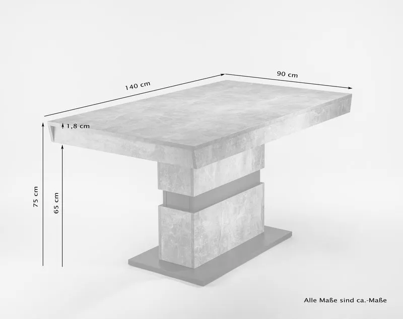 Esszimmertisch MATTHEW / Küchen-Tisch 140 cm mit Auszugsfunktion auf 195 cm / Auszugstisch Light Atelier oder Old Wood / Esstisch ausziehbar mit Einlegeplatte / 140-195 x 90, H 75 cm