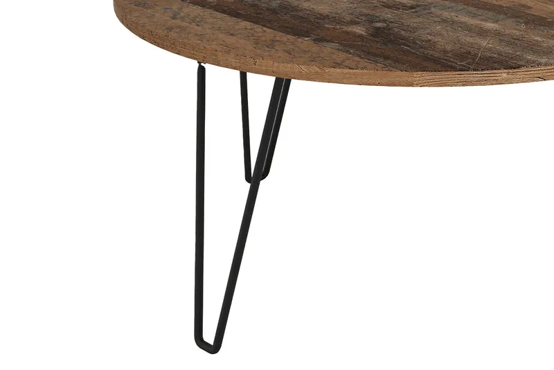 Couchtisch FLAIR / Melamin Artisan Eiche (Eiche-Optik) oder Old Wood (Altholz-Optik), Metall schwarz / D 80, H 40 cm