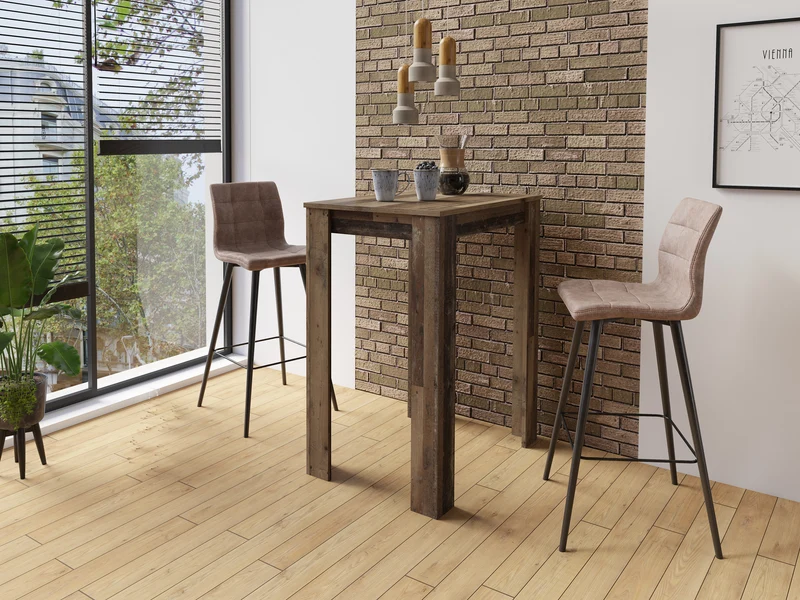 Bartisch Nele / Industrial-Look Küchentisch in Old Wood-Optik / Hoher Esstisch / 80 x 60, H 104 cm