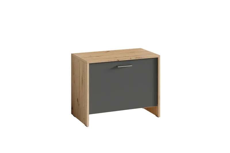Sitzbank BEN / Schuhschrank in Artisan Eiche (Eiche-Optik), Old Wood (Altholz-Optik) oder weiß / kleine Flur-Kommode mit Klappe und Einlegeboden / B 60, H 48, T 35 cm