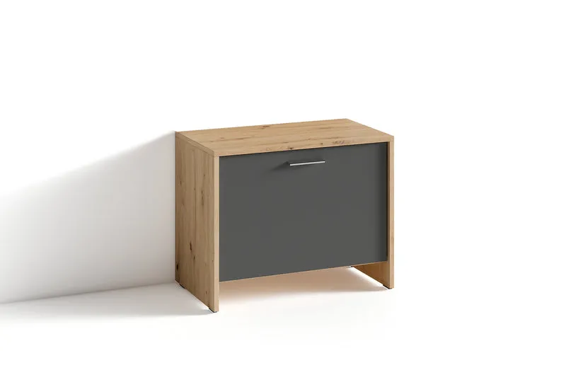 Sitzbank BEN / Schuhschrank in Artisan Eiche (Eiche-Optik), Old Wood (Altholz-Optik) oder weiß / kleine Flur-Kommode mit Klappe und Einlegeboden / B 60, H 48, T 35 cm