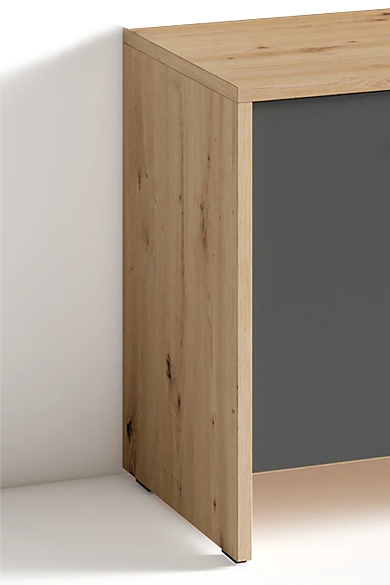 Sitzbank BEN / Schuhschrank in Artisan Eiche (Eiche-Optik), Old Wood (Altholz-Optik) oder weiß / kleine Flur-Kommode mit Klappe und Einlegeboden / B 60, H 48, T 35 cm