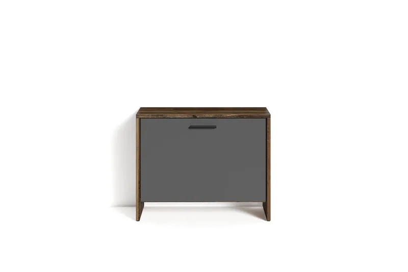 Sitzbank BEN / Schuhschrank in Artisan Eiche (Eiche-Optik), Old Wood (Altholz-Optik) oder weiß / kleine Flur-Kommode mit Klappe und Einlegeboden / B 60, H 48, T 35 cm