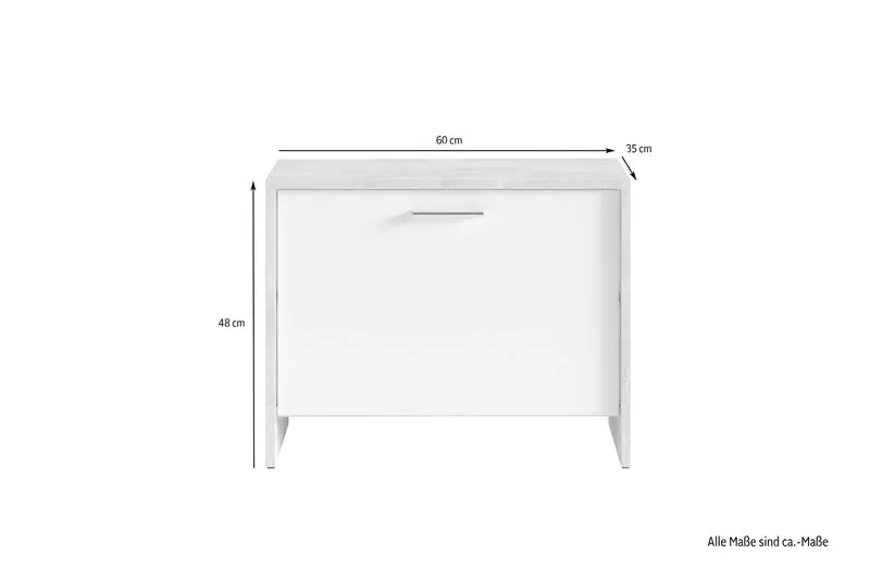 Sitzbank BEN / Schuhschrank in Artisan Eiche (Eiche-Optik), Old Wood (Altholz-Optik) oder weiß / kleine Flur-Kommode mit Klappe und Einlegeboden / B 60, H 48, T 35 cm