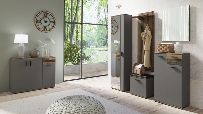 Wand-Spiegel JAKOB / Kante in anthrazit oder weiß / 60 x 70 cm / Zeitloser Hänge-Spiegel / Garderoben-Set / Flur / Badezimmer-Möbel / Moderner Designer Spiegel / B 60, H 70, T 2 cm
