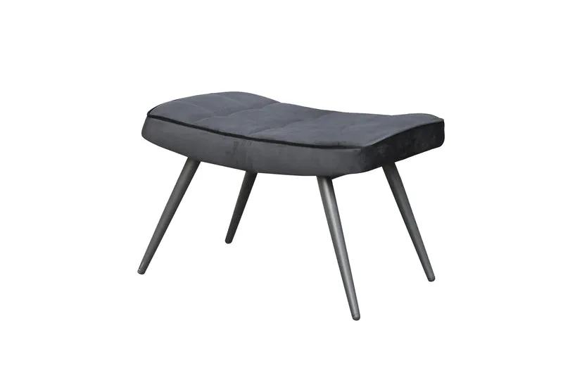 Hocker Uta / Cord grau, Samt schwarz, Webstoff dunkelgrau, Samt dunkelgrün, Webstoff sandfarben / Gestell schwarz pulverbeschichtet / Fuß-Ablage / Sitzhocker / B 60, H 39, T 41 cm