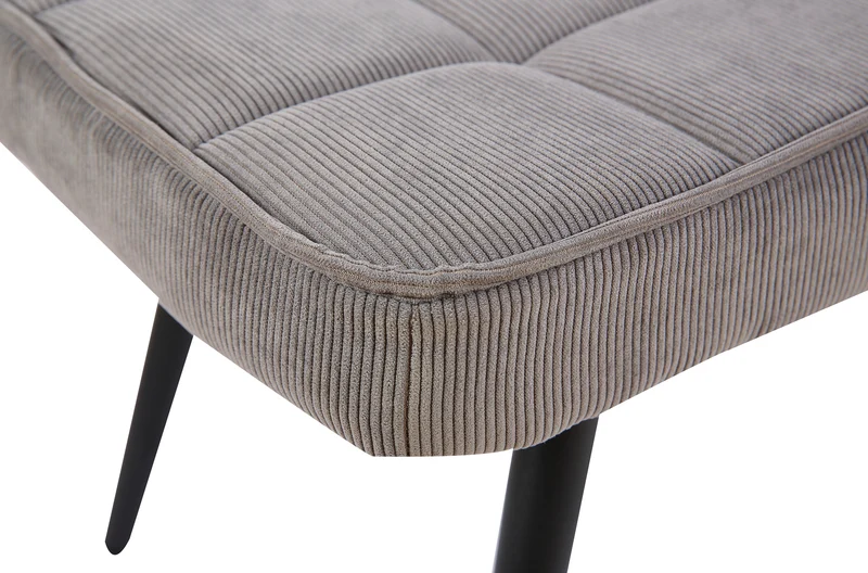 Hocker Uta / Cord grau, Samt schwarz, Webstoff dunkelgrau, Samt dunkelgrün, Webstoff sandfarben / Gestell schwarz pulverbeschichtet / Fuß-Ablage / Sitzhocker / B 60, H 39, T 41 cm