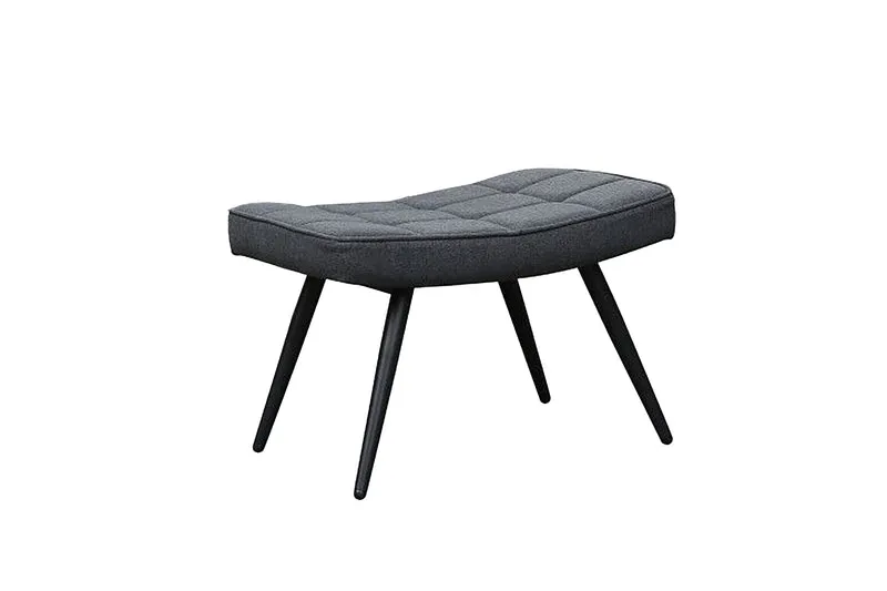 Hocker Uta / Cord grau, Samt schwarz, Webstoff dunkelgrau, Samt dunkelgrün, Webstoff sandfarben / Gestell schwarz pulverbeschichtet / Fuß-Ablage / Sitzhocker / B 60, H 39, T 41 cm