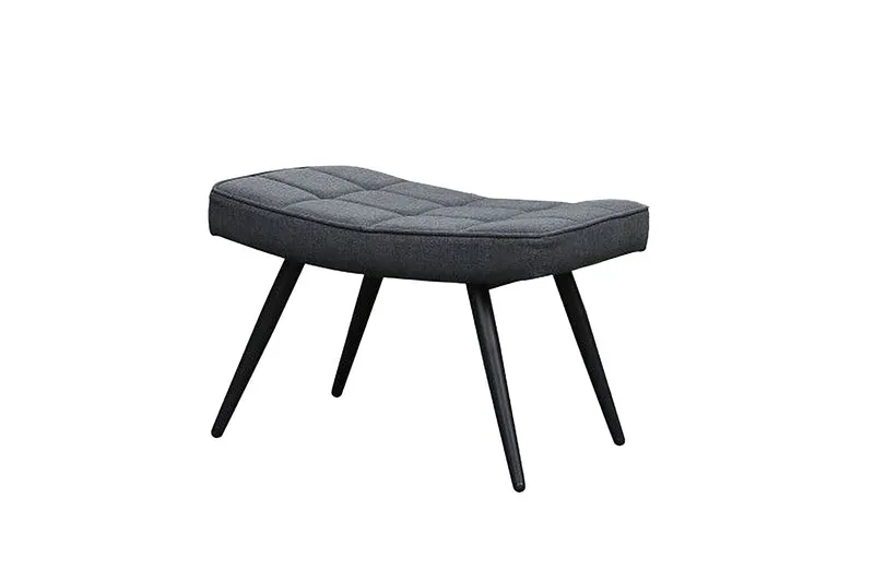 Hocker Uta / Cord grau, Samt schwarz, Webstoff dunkelgrau, Samt dunkelgrün, Webstoff sandfarben / Gestell schwarz pulverbeschichtet / Fuß-Ablage / Sitzhocker / B 60, H 39, T 41 cm