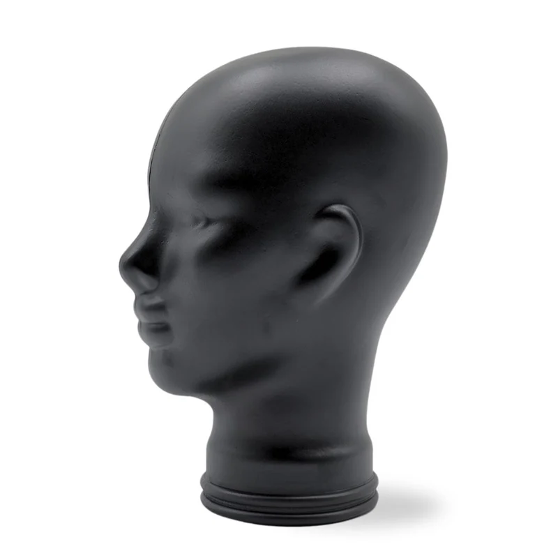 Glas KOPFHÖRERSTÄNDER voll Glanz + matt | 29cm Glaskopf Skulptur | Farbe: M01 schwarz