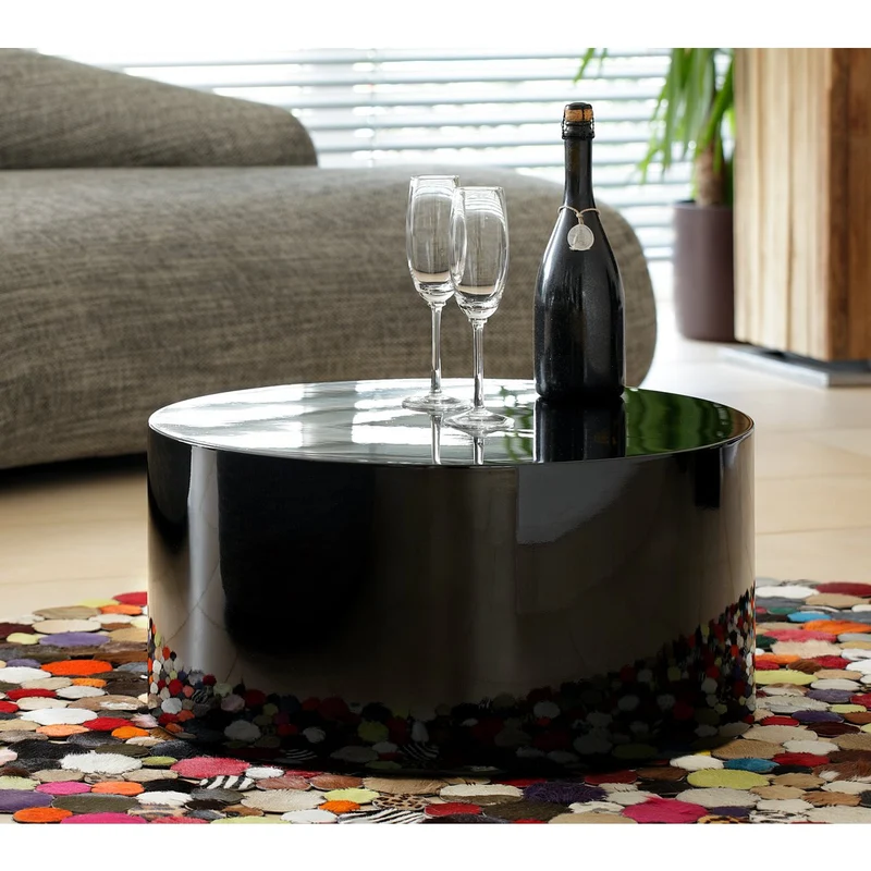 Couchtisch Hochglanz Schwarz, rund – Ø 60 cm