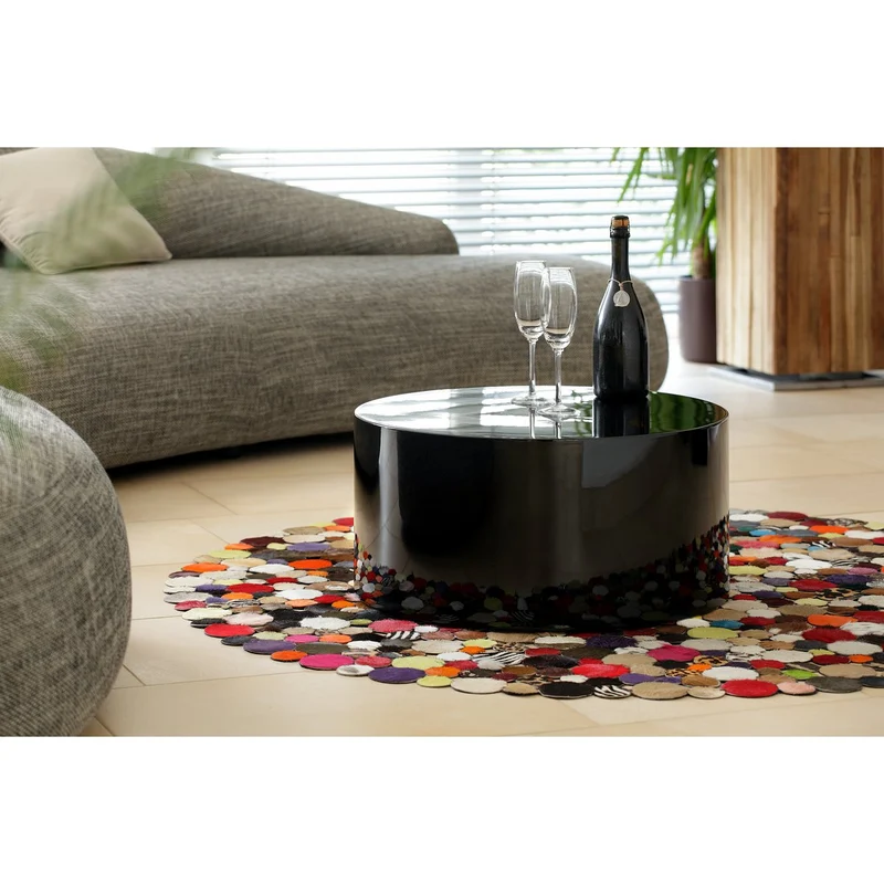 Couchtisch Hochglanz Schwarz, rund – Ø 60 cm