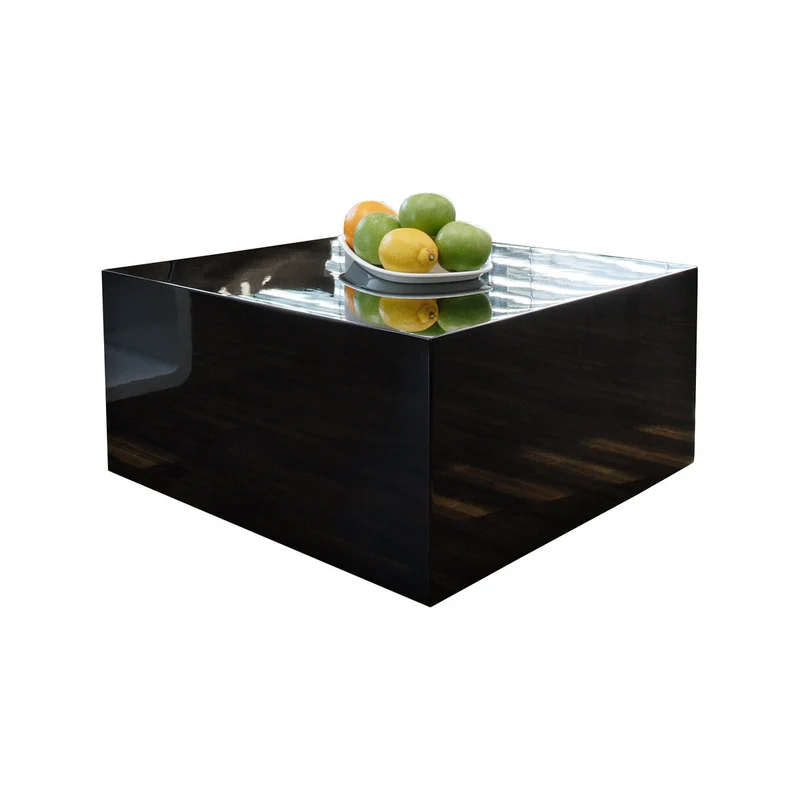 Couchtisch Hochglanz Schwarz, quadratisch – 60 × 60 cm