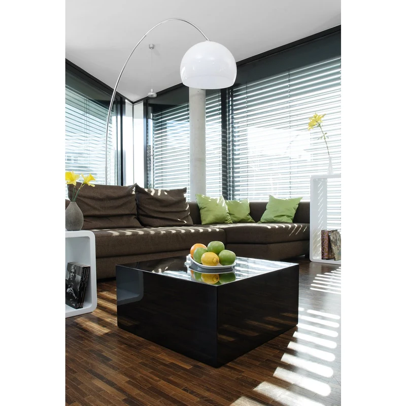 Couchtisch Hochglanz Schwarz, quadratisch – 60 × 60 cm