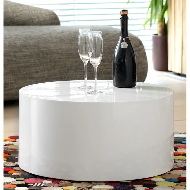 Couchtisch Hochglanz Weiß, rund – Ø 60 cm