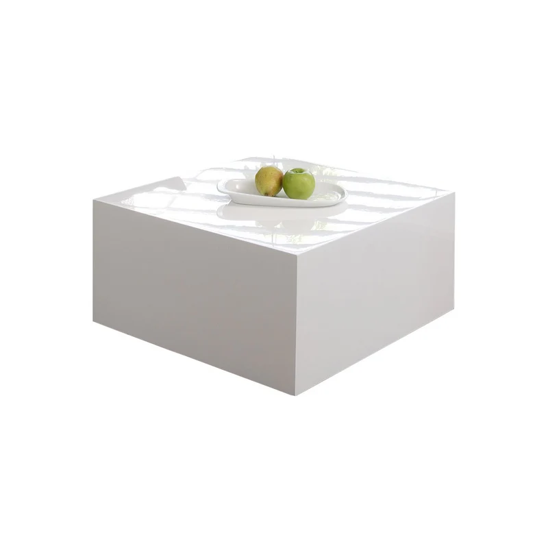 Couchtisch Hochglanz Weiß, quadratisch – 60 × 60 cm