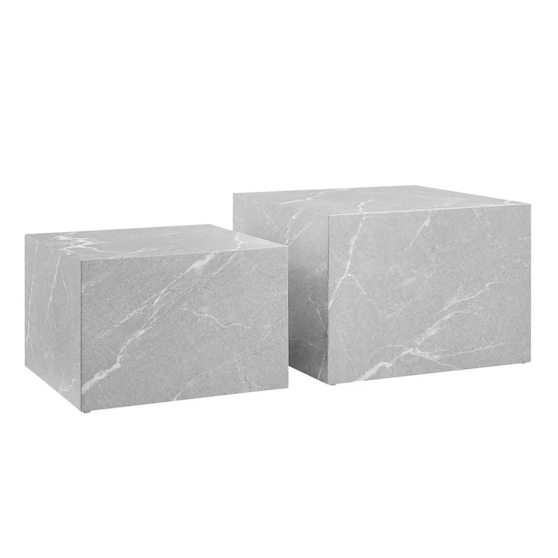 Couchtische in Marmoroptik, Grau – 2er-Set