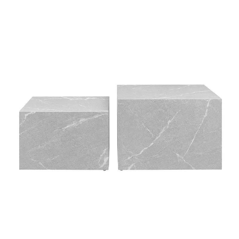 Couchtische in Marmoroptik, Grau – 2er-Set