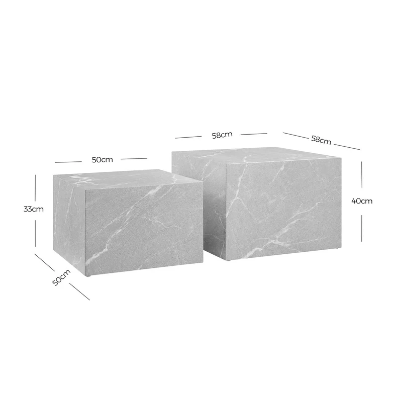 Couchtische in Marmoroptik, Grau – 2er-Set