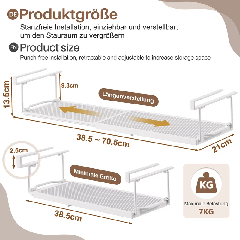 Yorbay ausziehbares Hängeregal 38,5–70,5 cm