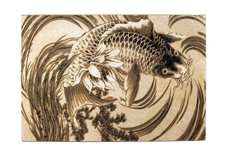 Bold Monkey Teppich The Legend Of Koi 160 × 230 cm Beige Black – Grau