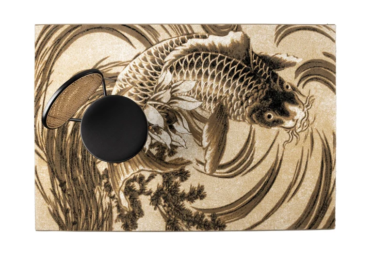 Bold Monkey Teppich The Legend Of Koi 160 × 230 cm Beige Black – Grau