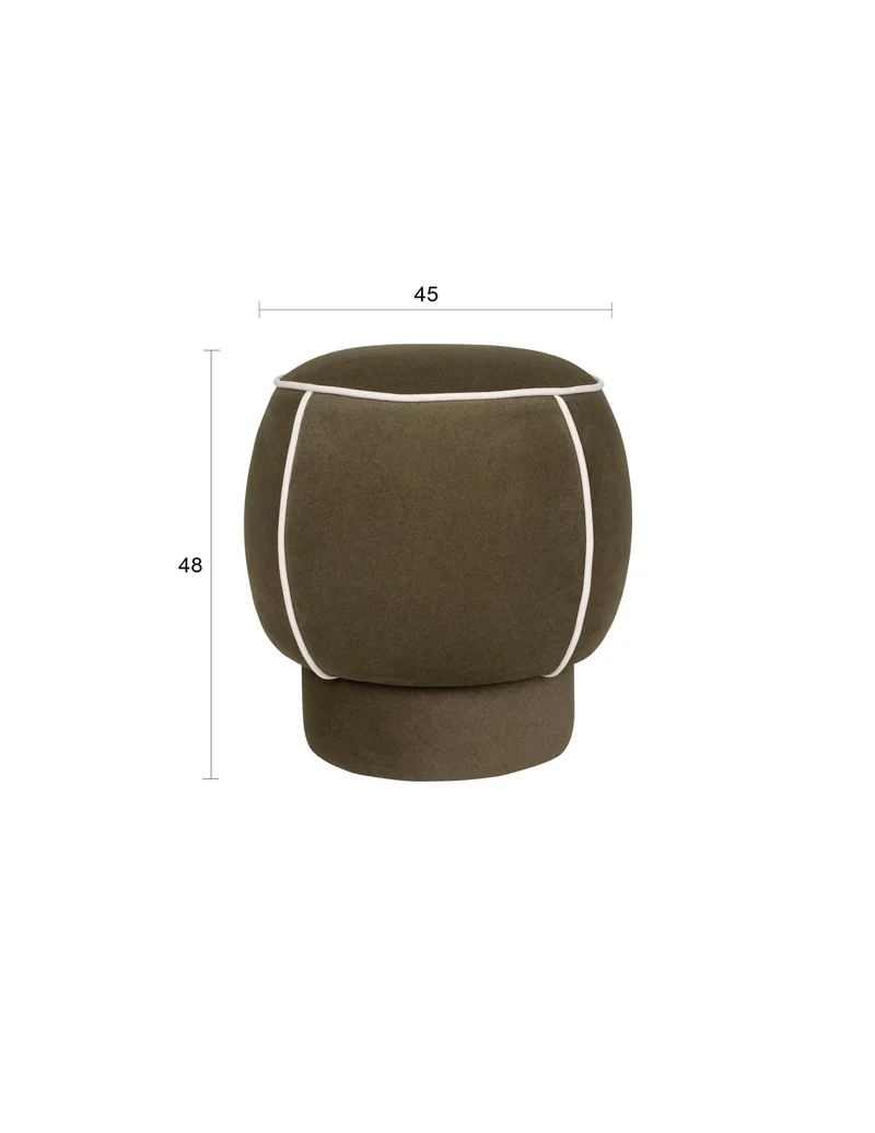 White Label Living Hocker Marina – Grün, Polyester, 45 × 45 × 48 cm