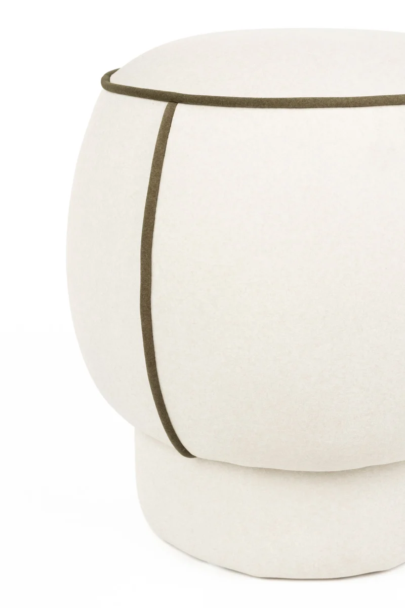 White Label Living Hocker Marina – Weiß, Polyester, 45 × 45 × 48 cm