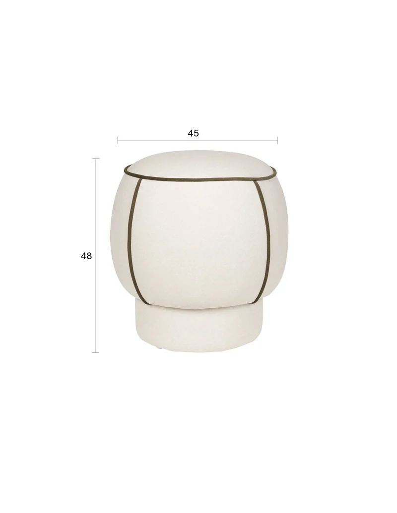 White Label Living Hocker Marina – Weiß, Polyester, 45 × 45 × 48 cm
