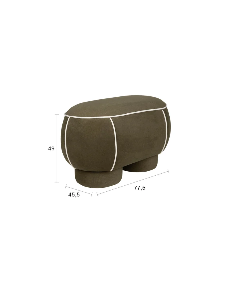White Label Living Bank Marina M – Grün, Polyester, 45,5 × 77,5 × 49 cm