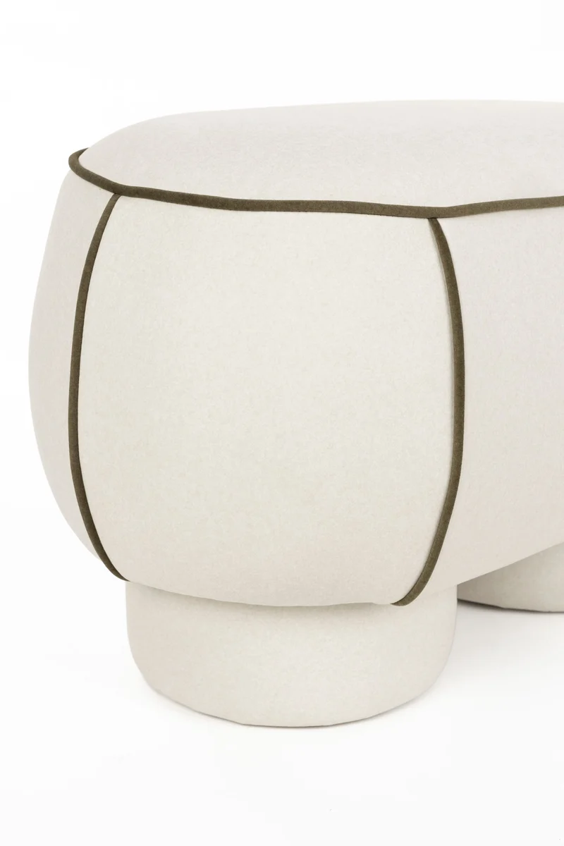 White Label Living Bank Marina M – Weiß, Polyester, 45,5 × 77,5 × 49 cm