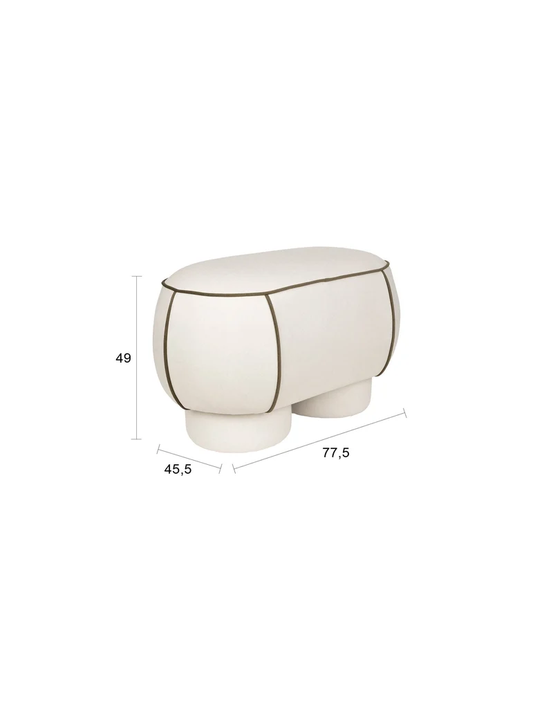 White Label Living Bank Marina M – Weiß, Polyester, 45,5 × 77,5 × 49 cm