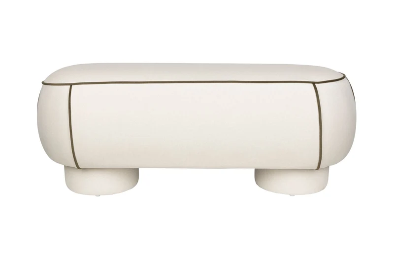 White Label Living Bank Marina L – Weiß, Polyester, 44 × 121 × 47 cm