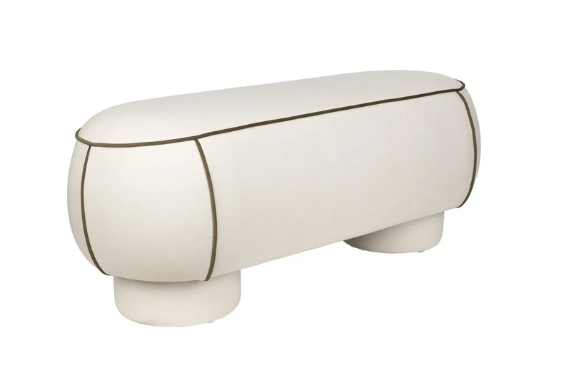 White Label Living Bank Marina L – Weiß, Polyester, 44 × 121 × 47 cm