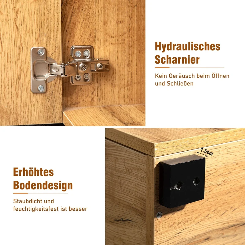 Sideboard mit 4 Türen und 2 Schubladen, 208 x 39.5 x 80 cm
