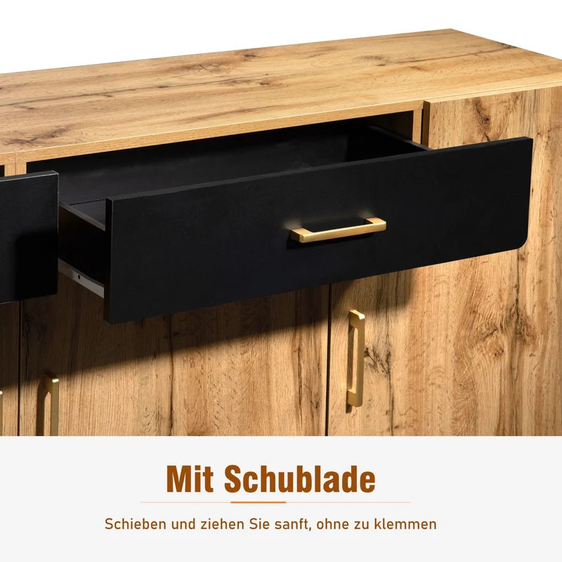 Sideboard mit 4 Türen und 2 Schubladen, 208 x 39.5 x 80 cm