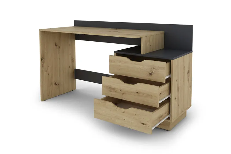 Schreibtisch BELFAST / Rechts oder Links montierbar / 3 Schubkästen / in Artisan Eiche (Eiche-Optik), Old Wood (Altholz-Optik) oder weiß / Bürotisch / Schreibtisch / B 138, H 83,5, T 51,5 cm