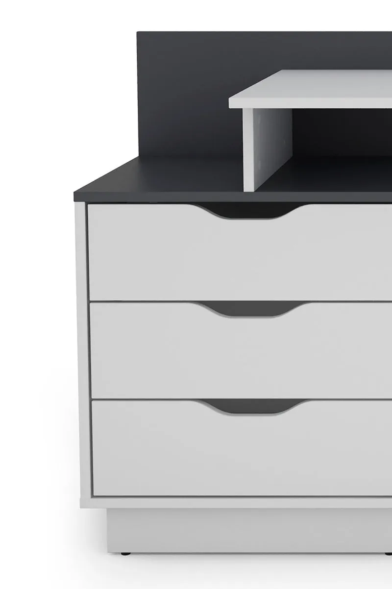 Schreibtisch BELFAST / Rechts oder Links montierbar / 3 Schubkästen / in Artisan Eiche (Eiche-Optik), Old Wood (Altholz-Optik) oder weiß / Bürotisch / Schreibtisch / B 138, H 83,5, T 51,5 cm