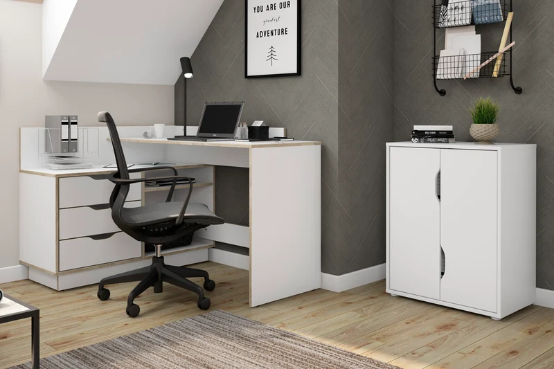 Aktenschrank BELFAST / mit viel Stauraum / 2 Türen / weiß oder anthazit / B 60, H 76,5, T 37 cm