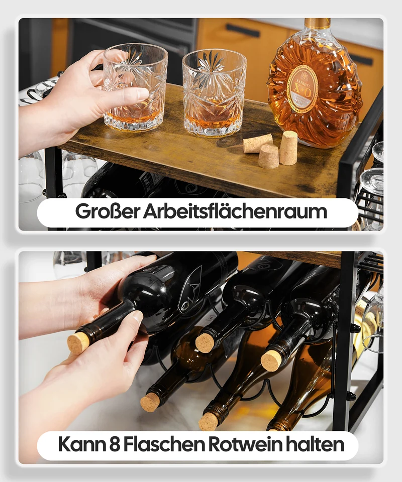 Yorbay Freistehendes Weinregal mit Gläserhalter