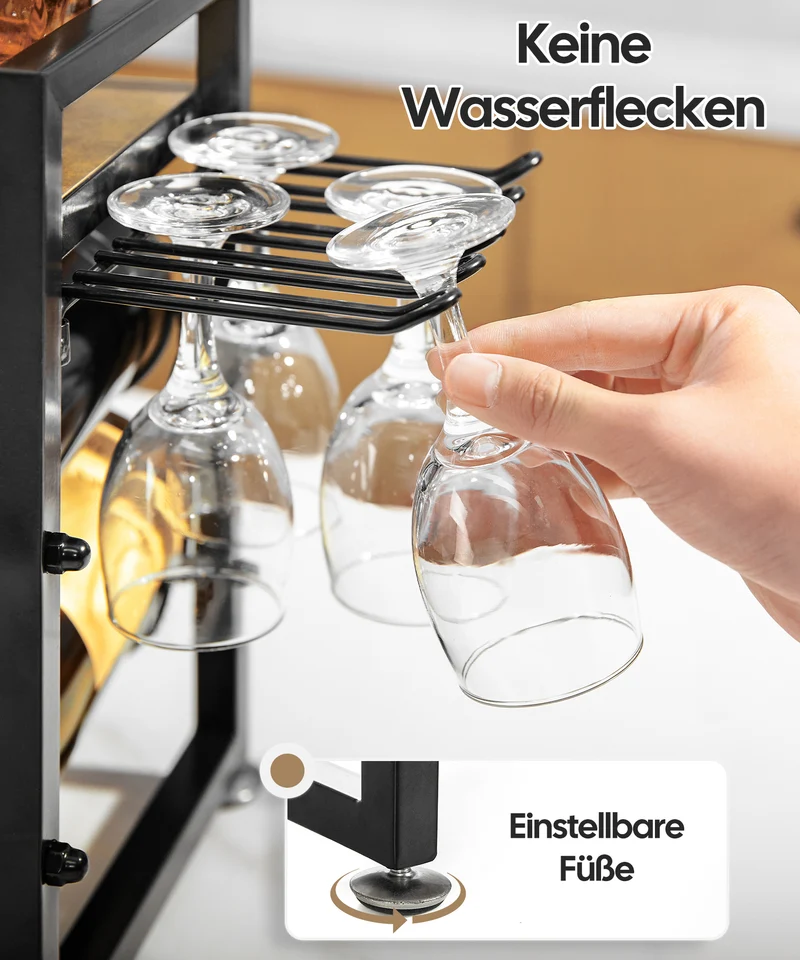 Yorbay Freistehendes Weinregal mit Gläserhalter